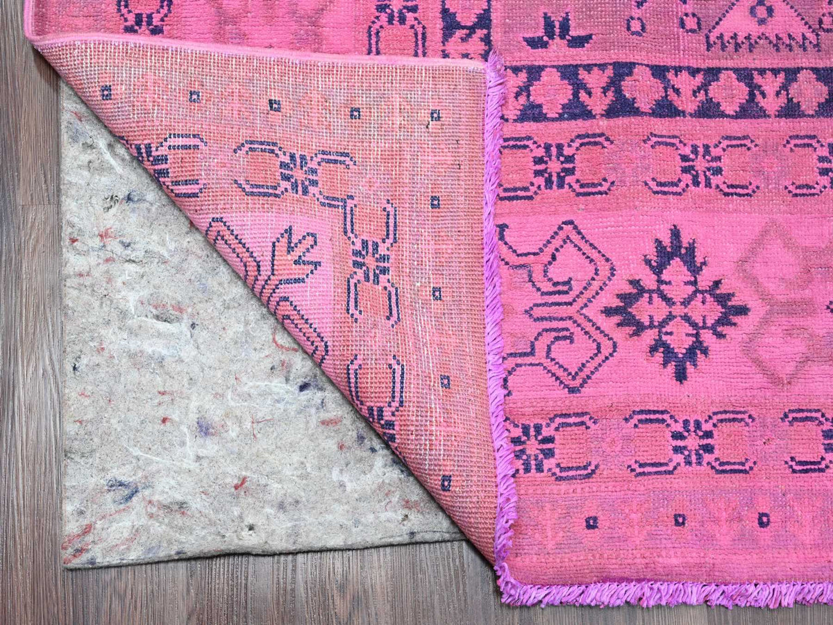 Kazak Kazak hand-knotted wool rug in Overdyed & Pink, 7'10" x 9'7" — SKU O020011 (view 4)