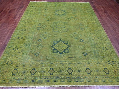 Kazak Kazak hand-knotted wool rug in Overdyed & Green, 8' x 9'6" — SKU O020012 (view 2)