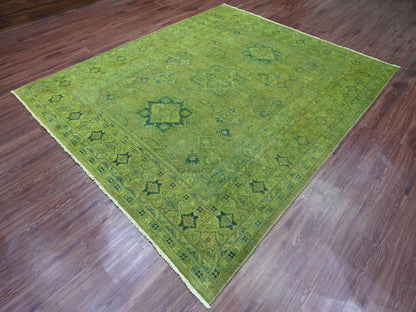 Kazak Kazak hand-knotted wool rug in Overdyed & Green, 8' x 9'6" — SKU O020012 (view 3)