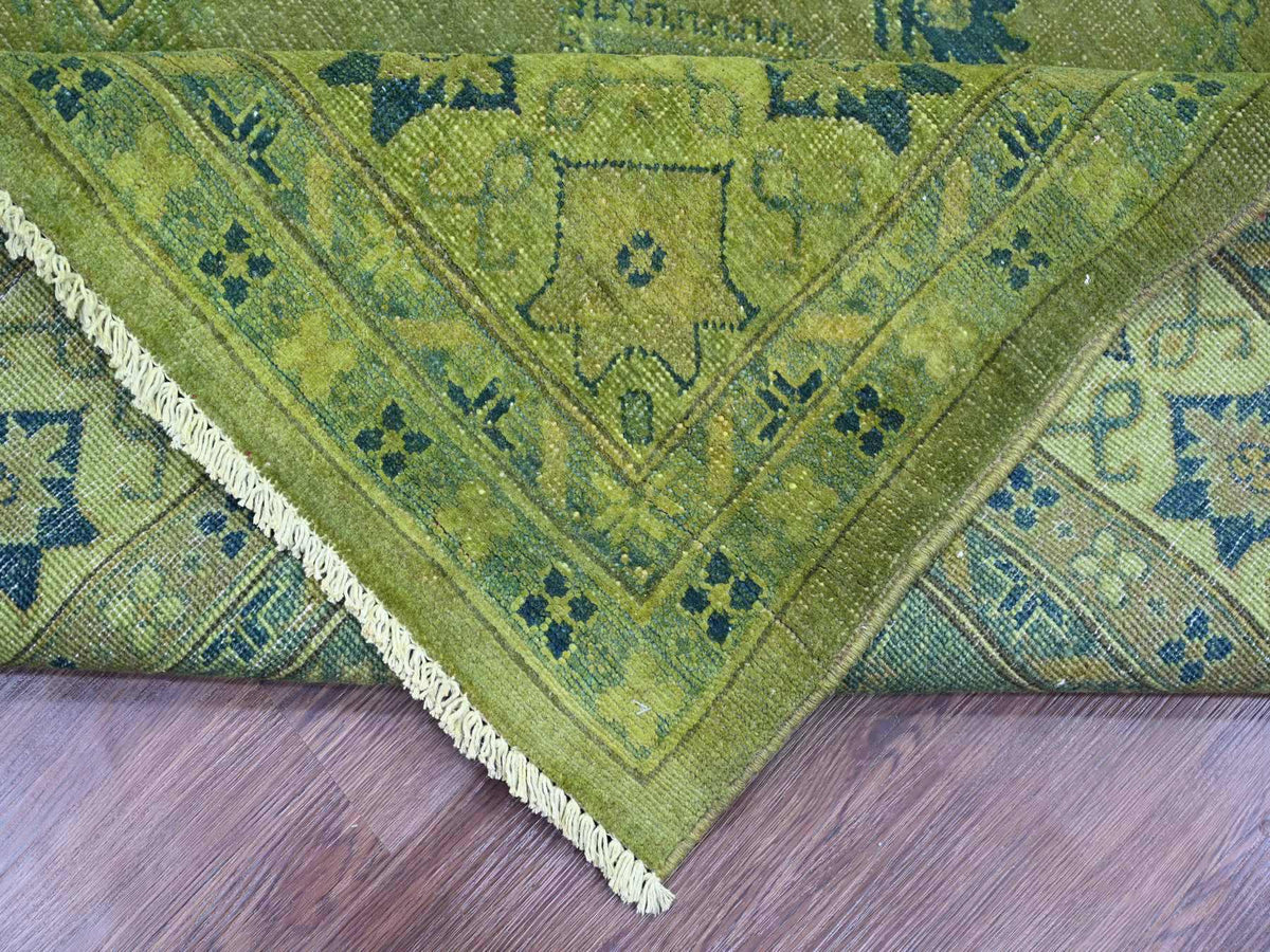 Kazak Kazak hand-knotted wool rug in Overdyed & Green, 8' x 9'6" — SKU O020012 (view 6)