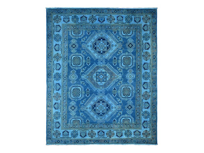 Kazak Oushak hand-knotted wool rug in Overdyed & Blue, 7'11" x 9'9" — SKU O020013