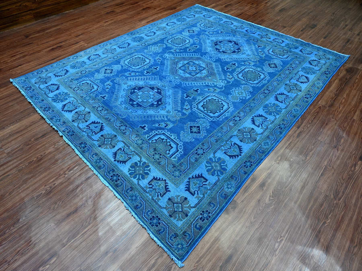 Kazak Oushak hand-knotted wool rug in Overdyed & Blue, 7'11" x 9'9" — SKU O020013 (view 3)