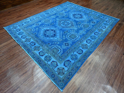 Kazak Oushak hand-knotted wool rug in Overdyed & Blue, 7'11" x 9'9" — SKU O020013 (view 3)