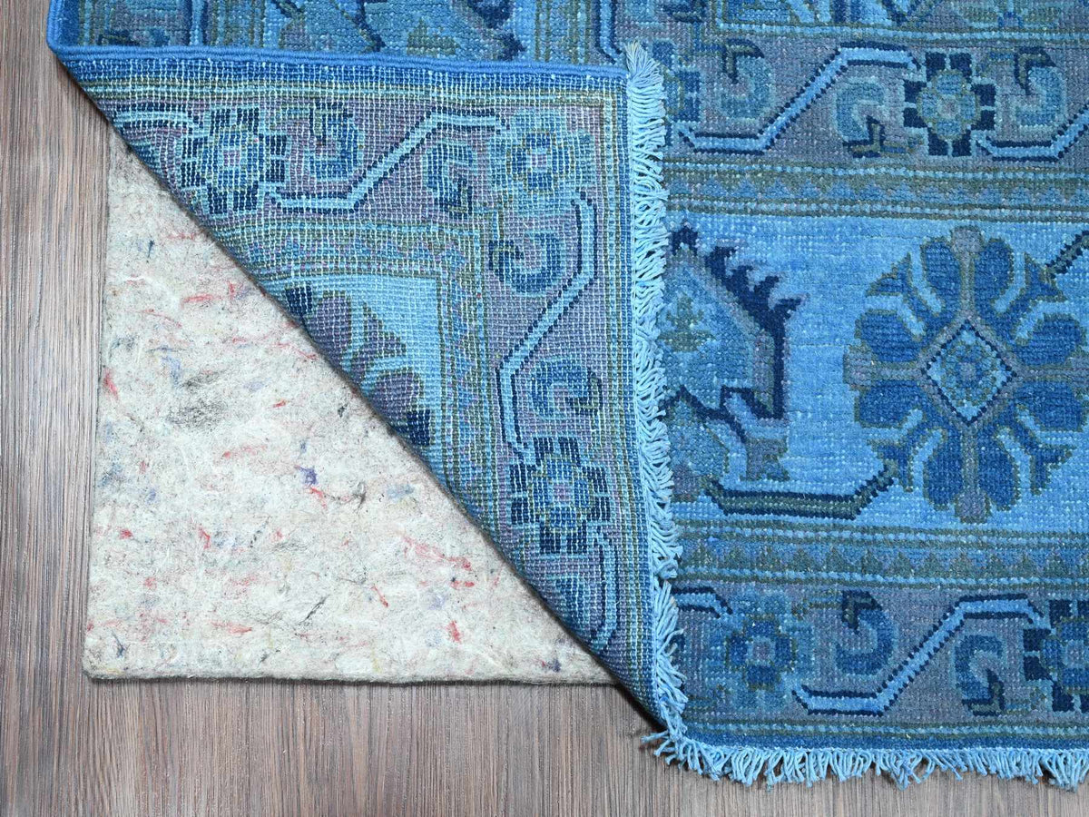 Kazak Oushak hand-knotted wool rug in Overdyed & Blue, 7'11" x 9'9" — SKU O020013 (view 4)
