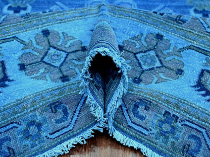 Kazak Oushak hand-knotted wool rug in Overdyed & Blue, 7'11" x 9'9" — SKU O020013 (view 5)