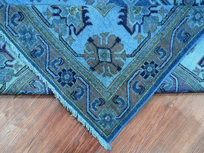 Kazak Oushak hand-knotted wool rug in Overdyed & Blue, 7'11" x 9'9" — SKU O020013 (view 6)