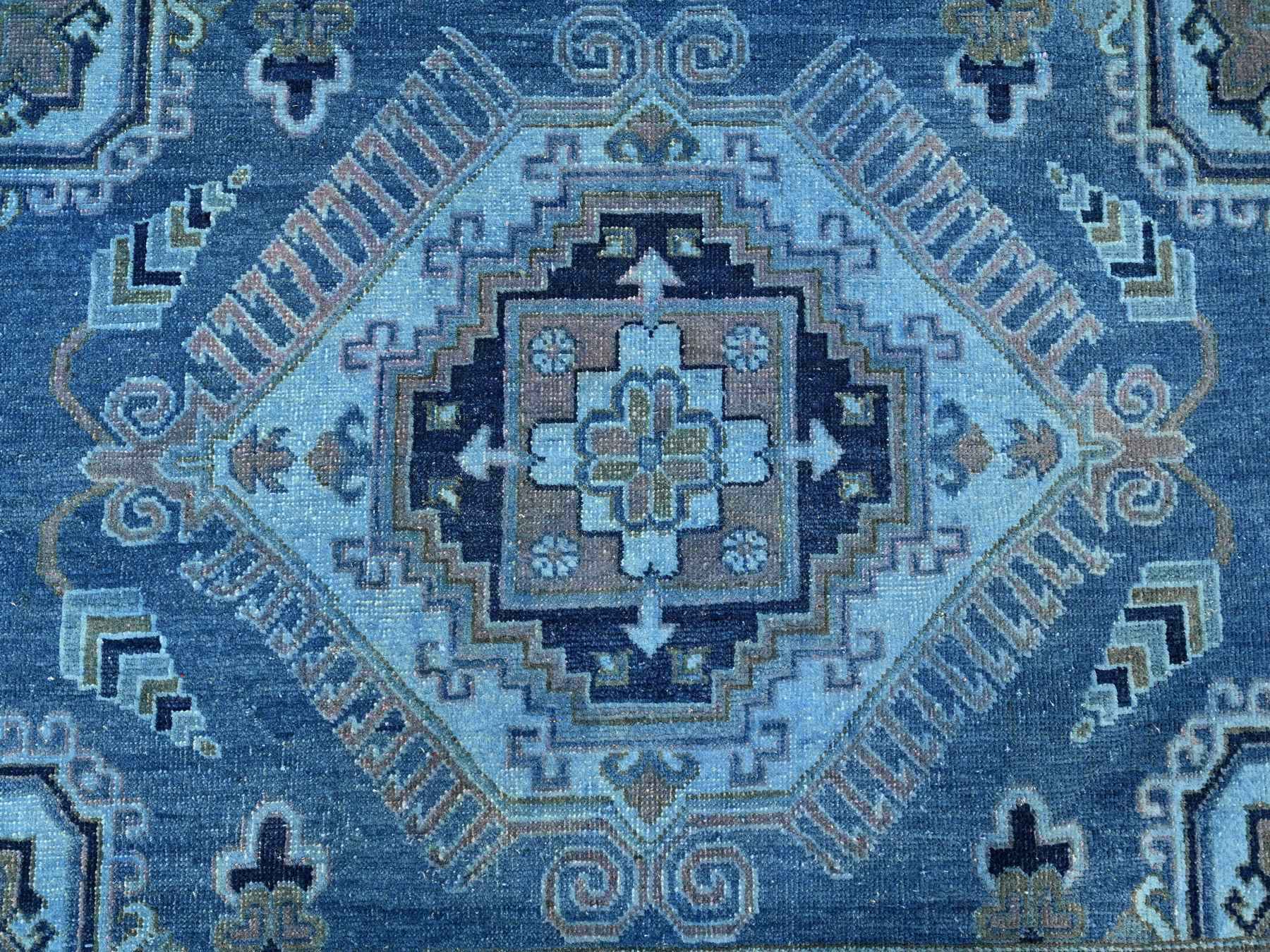 Kazak Oushak hand-knotted wool rug in Overdyed & Blue, 7'11" x 9'9" — SKU O020013 (view 8)