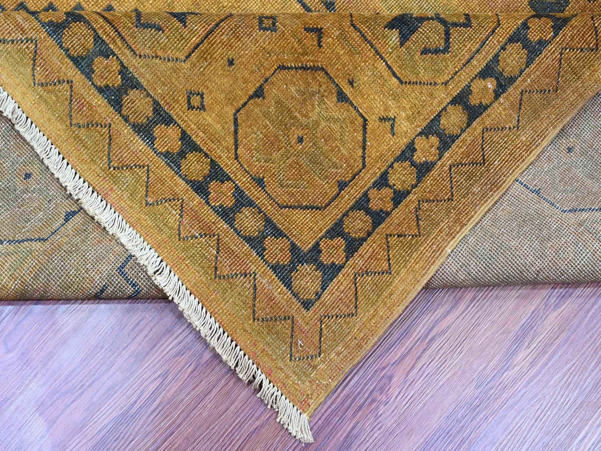 Kazak Kazak hand-knotted wool rug in Overdyed & Brown, 7'11" x 9'5" — SKU O020014 (view 6)