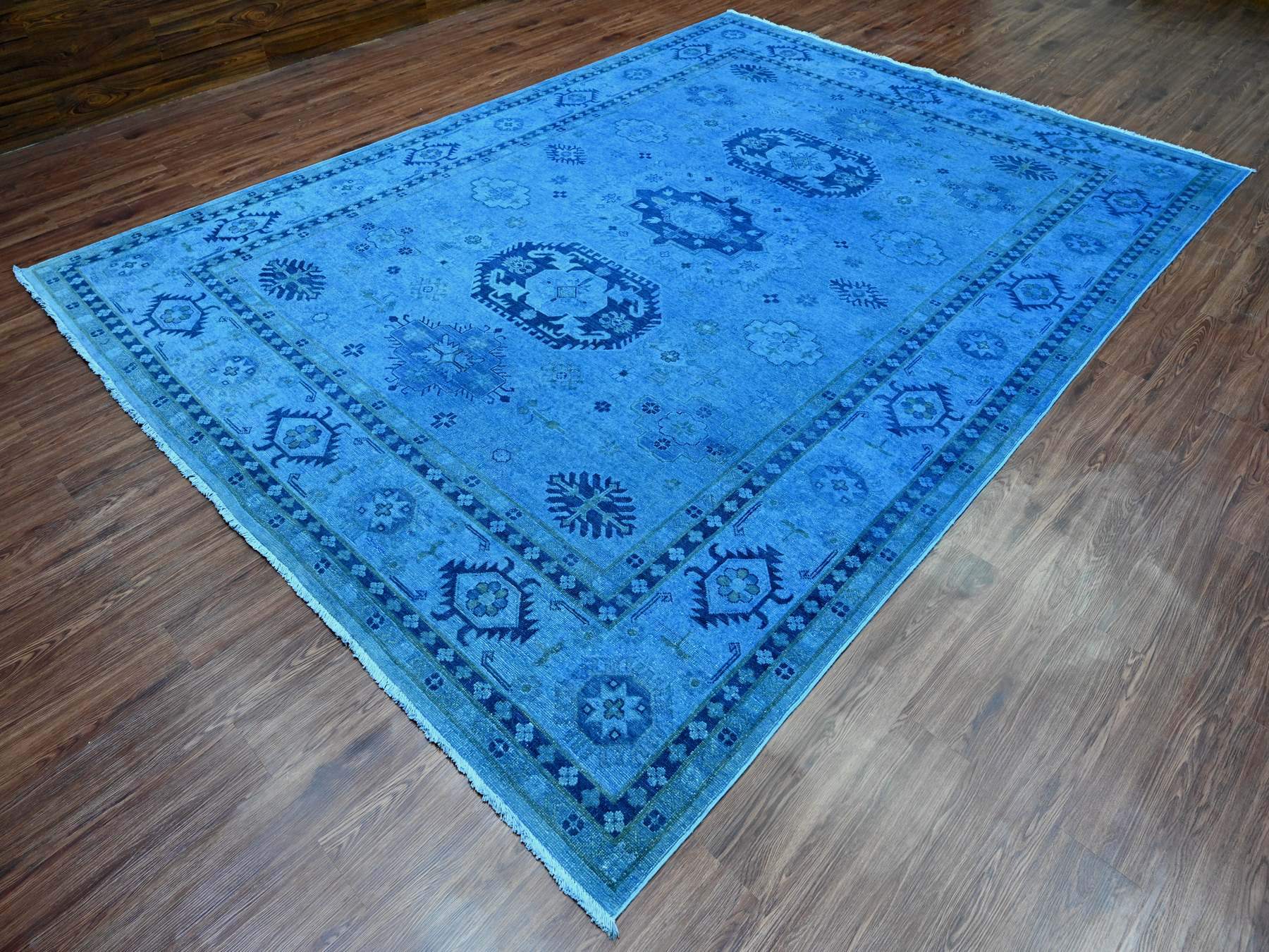 Kazak Kazak hand-knotted wool rug in Overdyed & Blue, 8'8" x 11'9" — SKU O020015 (view 3)