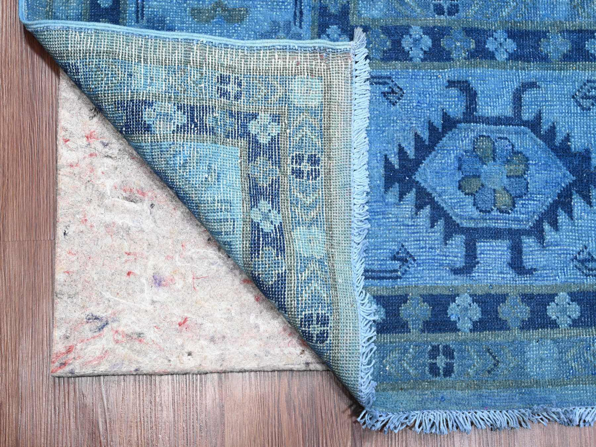 Kazak Kazak hand-knotted wool rug in Overdyed & Blue, 8'8" x 11'9" — SKU O020015 (view 4)