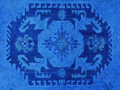 Kazak Kazak hand-knotted wool rug in Overdyed & Blue, 8'8" x 11'9" — SKU O020015 (view 8)