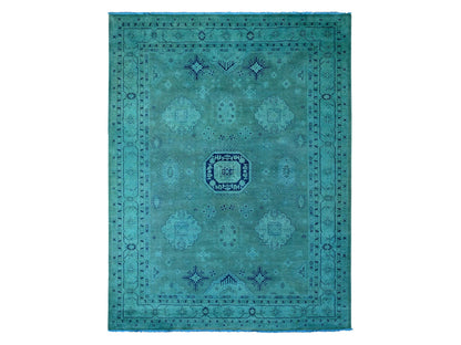 Kazak Kazak hand-knotted wool rug in Overdyed & Teal, 8'9" x 11'7" — SKU O020016