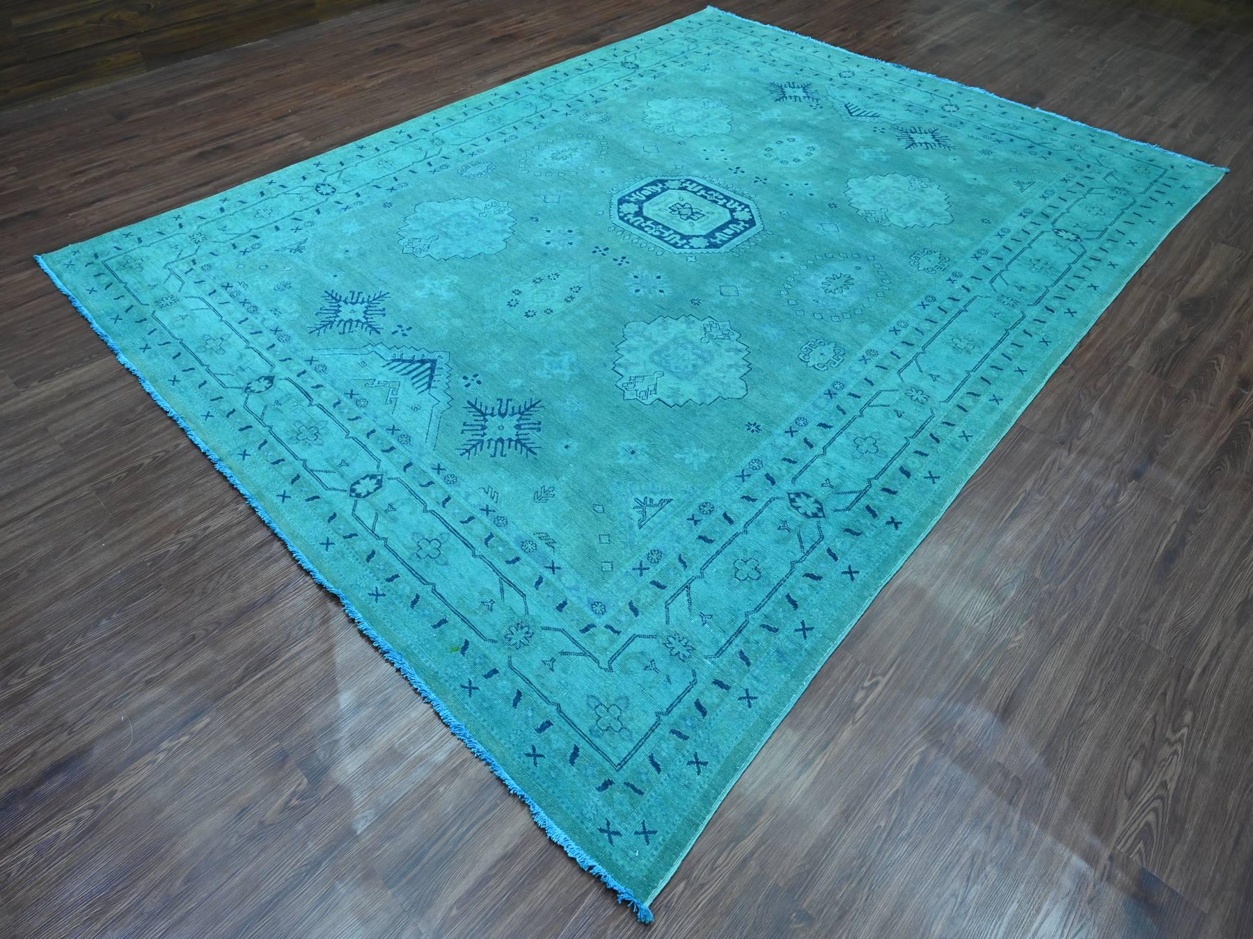 Kazak Kazak hand-knotted wool rug in Overdyed & Teal, 8'9" x 11'7" — SKU O020016 (view 3)