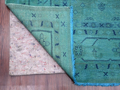 Kazak Kazak hand-knotted wool rug in Overdyed & Teal, 8'9" x 11'7" — SKU O020016 (view 4)