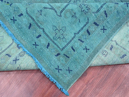 Kazak Kazak hand-knotted wool rug in Overdyed & Teal, 8'9" x 11'7" — SKU O020016 (view 6)