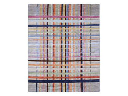 Modern / Contemporary hand-knotted wool rug in Gray, 7'10" x 9'9" — SKU O020019