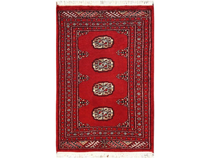 Red 2'0" x 3'2" Tribal & Geometric Hand knotted Wool Rug - Sku: O02001