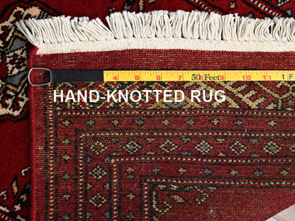 Red 2'0" x 3'2" Tribal & Geometric Hand knotted Wool Rug - Sku: O02001