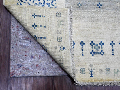 Ivory 8'3" x 9'7" Tribal Hand knotted Wool Rug - Sku: O020020