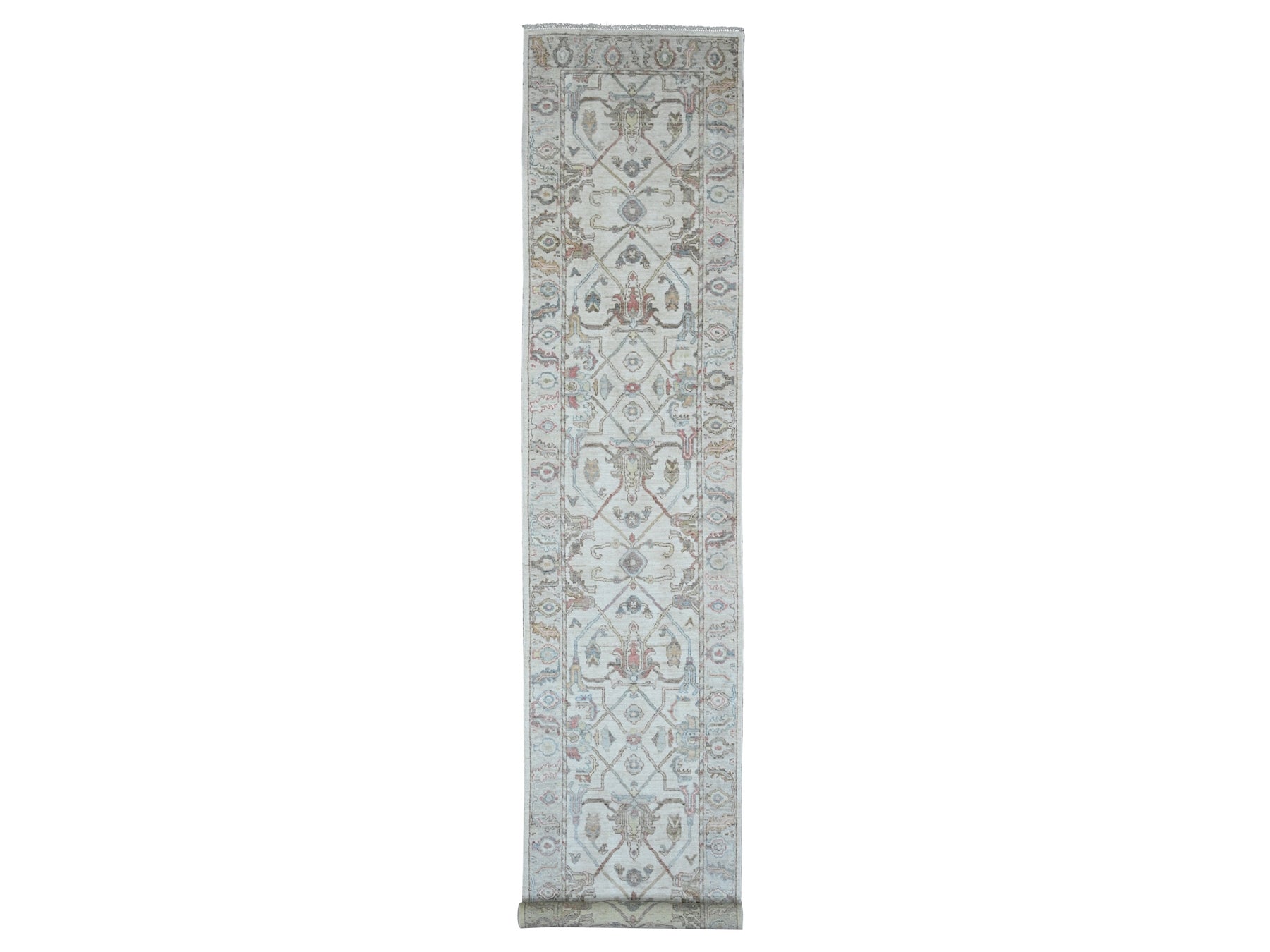 Oushak Oushak hand-knotted wool runner in Ivory, 3' x 15'9" — SKU O020027