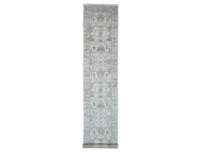Oushak Oushak hand-knotted wool runner in Ivory, 3' x 15'9" — SKU O020027