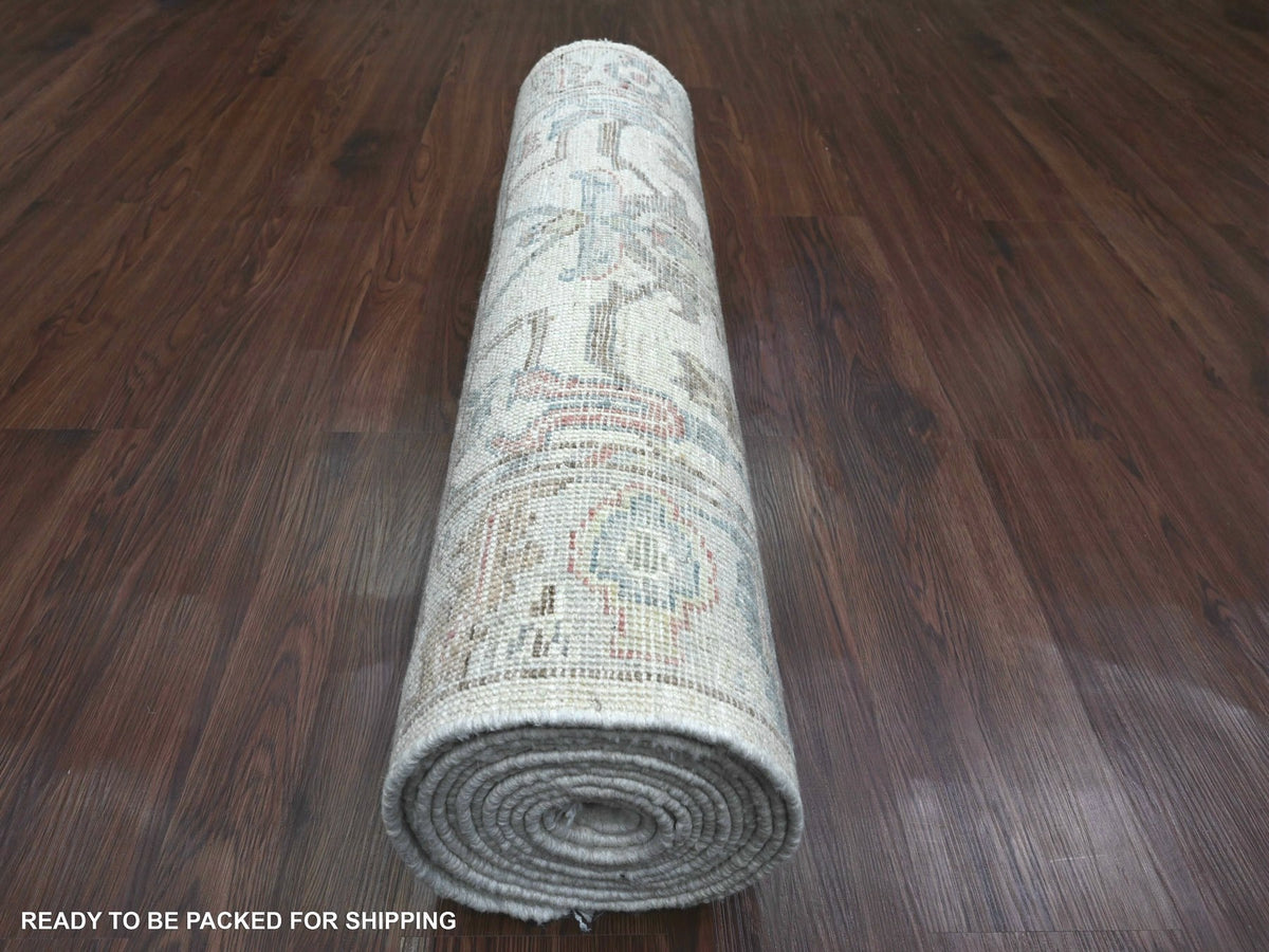 Oushak Oushak hand-knotted wool runner in Ivory, 3' x 15'9" — SKU O020027 (view 4)