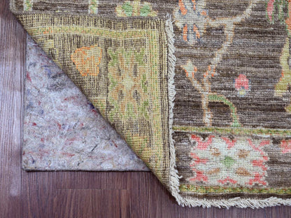 Brown 3'0" x 9'8" Oushak / Peshawar Hand knotted Wool Rug - Sku: O020028
