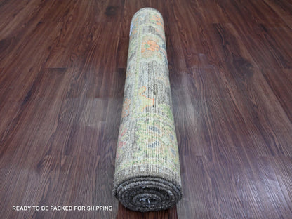 Brown 3'0" x 9'8" Oushak / Peshawar Hand knotted Wool Rug - Sku: O020028