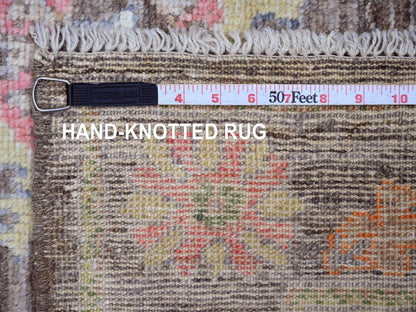 Brown 3'0" x 9'8" Oushak / Peshawar Hand knotted Wool Rug - Sku: O020028