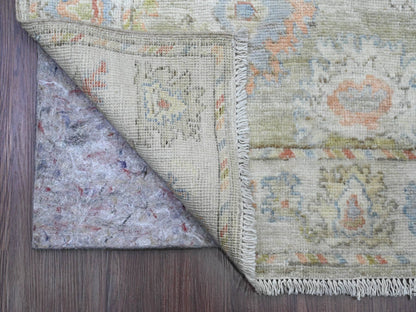 Green 3'0" x 19'10" Oushak / Peshawar Hand knotted Wool Rug - Sku: O020031