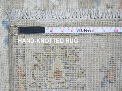 Green 3'0" x 19'10" Oushak / Peshawar Hand knotted Wool Rug - Sku: O020031