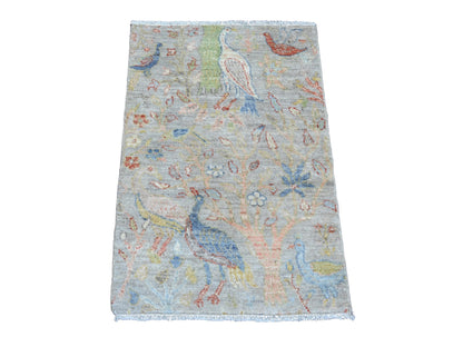 Grey 2'1" x 3'1" Oushak / Peshawar Hand knotted Wool Rug - Sku: O020033