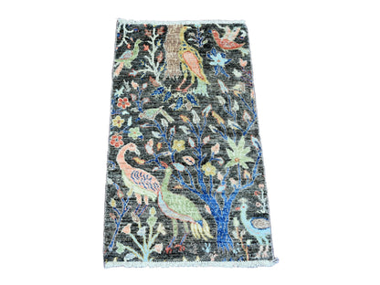 Grey 2'0" x 3'4" Oushak / Peshawar Hand knotted Wool Rug - Sku: O020037