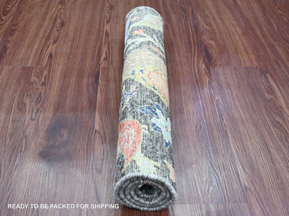 Grey 2'0" x 3'4" Oushak / Peshawar Hand knotted Wool Rug - Sku: O020037