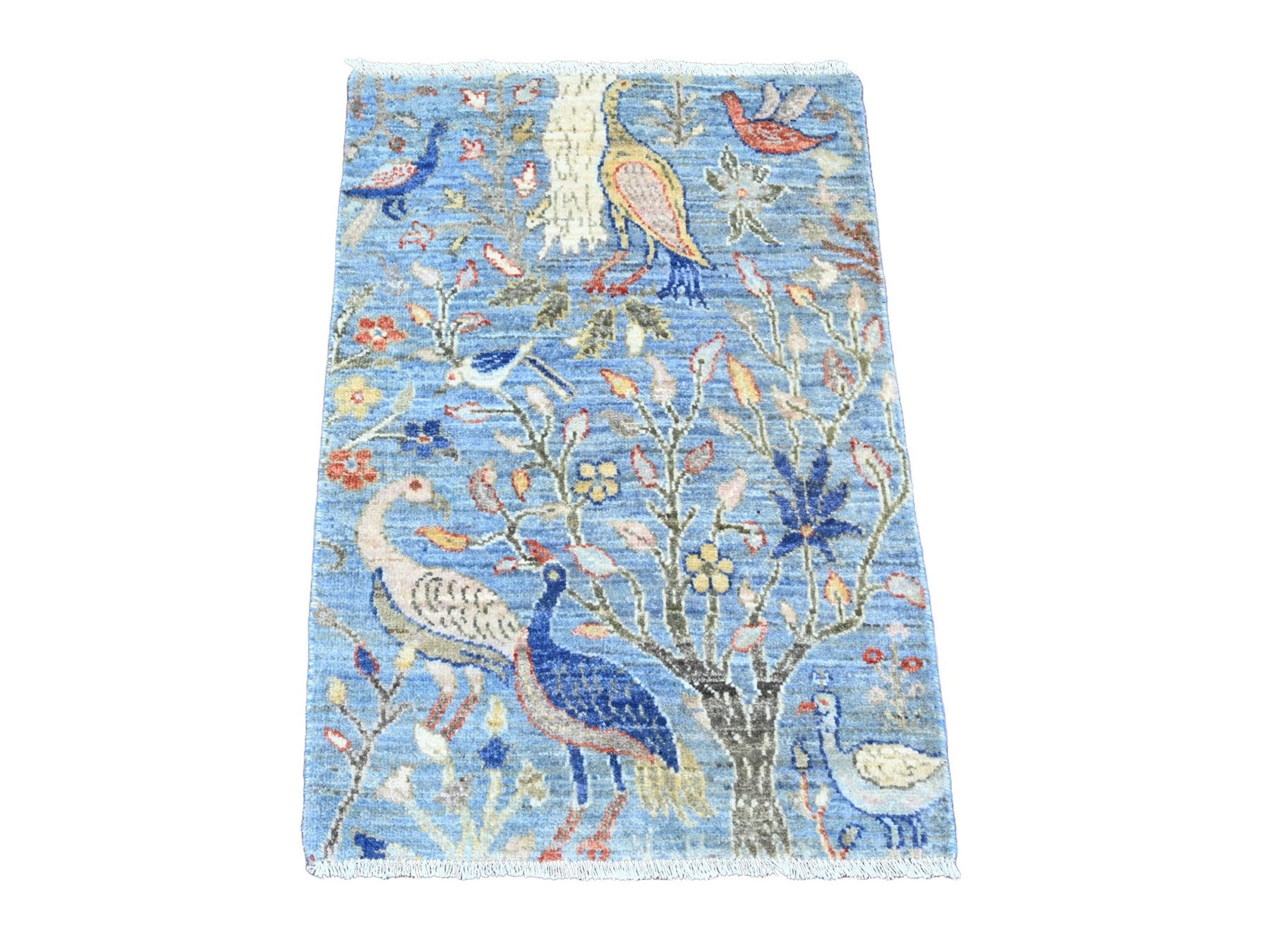 Blue 2'1" x 3'1" Oushak And Peshawar Hand knotted Wool Rug - Sku: O020038