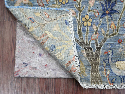 Blue 2'1" x 3'1" Oushak And Peshawar Hand knotted Wool Rug - Sku: O020038