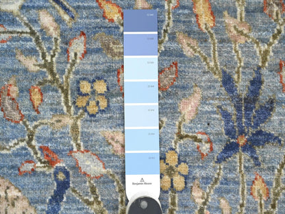 Blue 2'1" x 3'1" Oushak And Peshawar Hand knotted Wool Rug - Sku: O020038