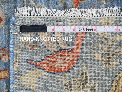 Blue 2'1" x 3'1" Oushak And Peshawar Hand knotted Wool Rug - Sku: O020038