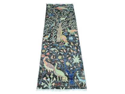 Peshawar Oushak hand-knotted wool runner in Gray, 2' x 6'2" — SKU O020043