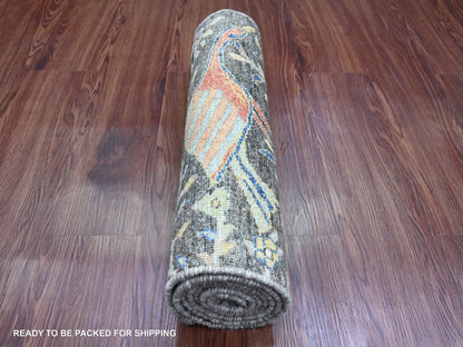 Peshawar Oushak hand-knotted wool runner in Gray, 2' x 6'2" — SKU O020043 (view 4)