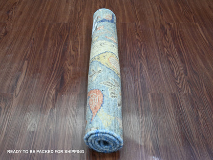 Blue 2'0" x 2'11" Oushak And Peshawar Hand knotted Wool Rug - Sku: O020044