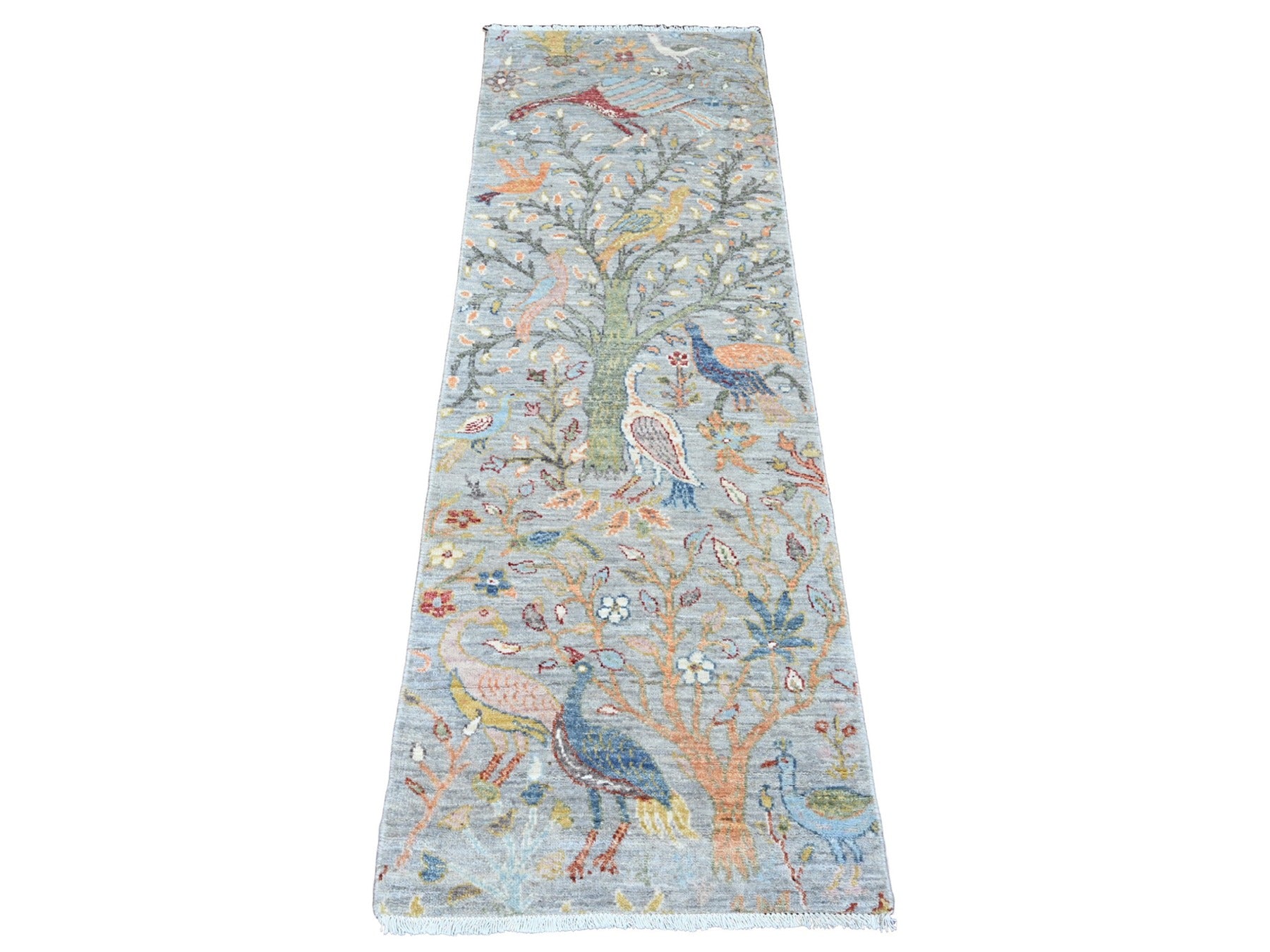 Gray 2'0" x 6'2" Oushak / Peshawar Hand knotted Wool Rug - Sku: O020049