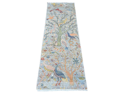 Peshawar Oushak hand-knotted wool runner in Gray, 2' x 6'2" — SKU O020049