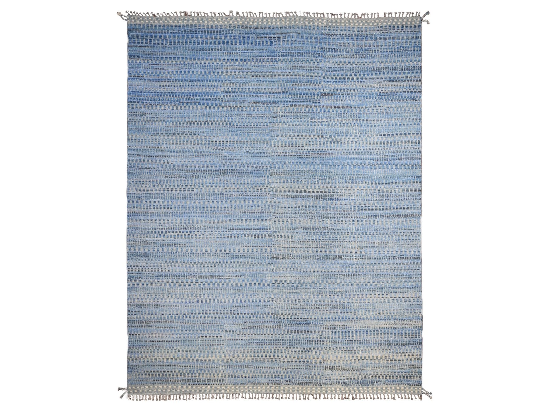 Tribal & Geometric hand-knotted wool rug in Blue, 12'2" x 15'3" — SKU O020051