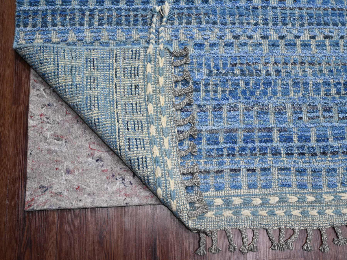 Tribal & Geometric hand-knotted wool rug in Blue, 12'2" x 15'3" — SKU O020051 (view 4)