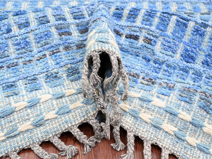 Blue 12'2" x 15'3" Tribal & Geometric Hand knotted Wool Rug - Sku: O020051