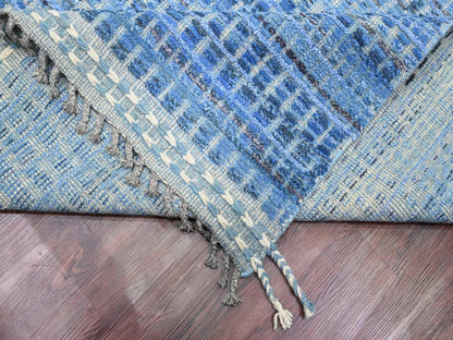 Blue 12'2" x 15'3" Tribal & Geometric Hand knotted Wool Rug - Sku: O020051