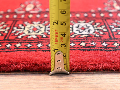 Red 2'1" x 2'11" Tribal & Geometric Hand knotted Wool Rug - Sku: O02005