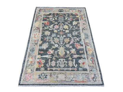 Grey 4'0" x 5'9" Oushak / Peshawar Hand knotted Wool Rug - Sku: O020067