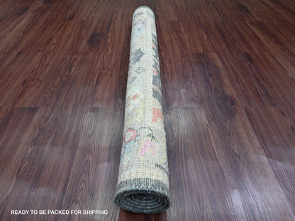 Grey 4'0" x 5'9" Oushak / Peshawar Hand knotted Wool Rug - Sku: O020067